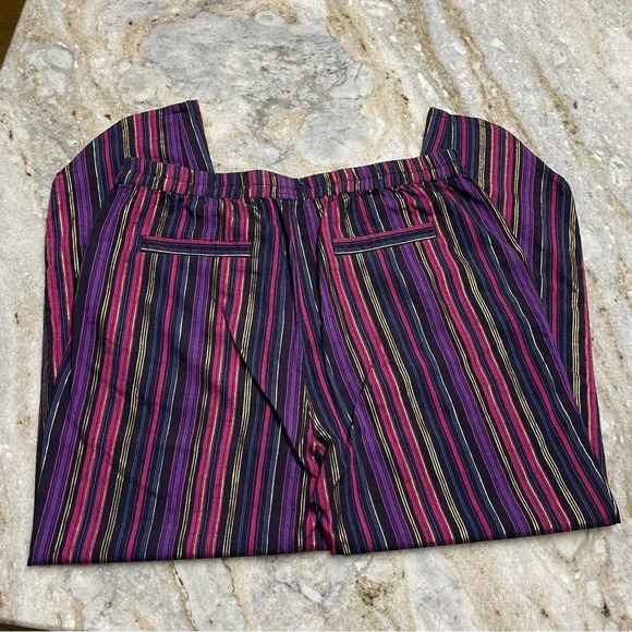MARINE LAYER ALLISON MULTI-COLORED MAGENTA GOLD LUREX STRIPPED PANTS M NWOT - Picture 11 of 12